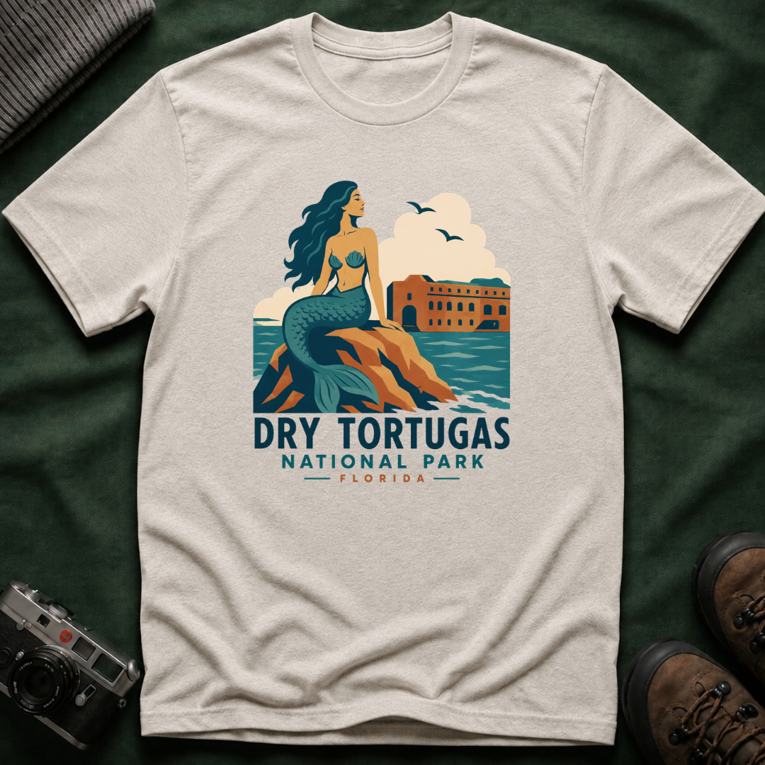 WPA Style Mermaid T-Shirt — Dry Tortugas National Park Vintage Travel Tee