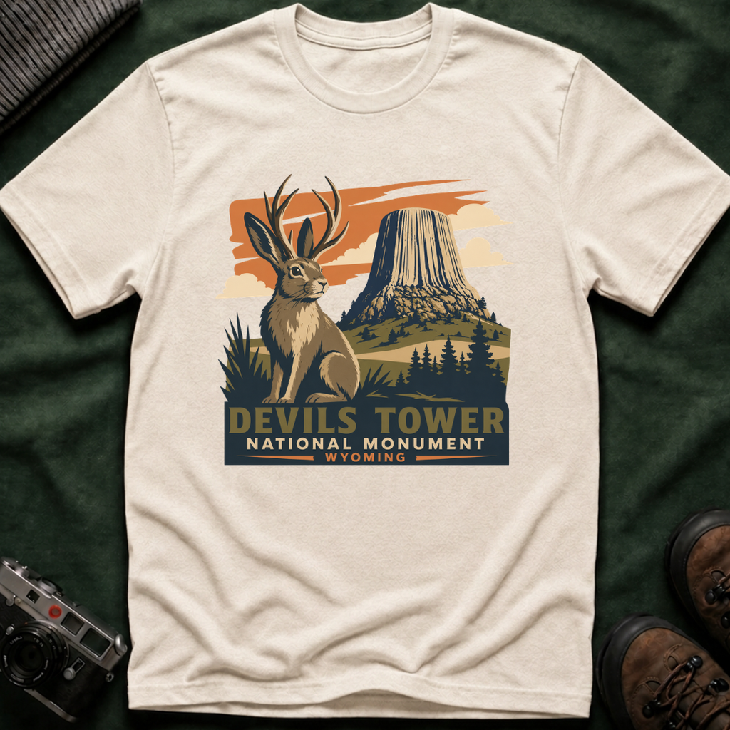 Devils Tower Jackalope T-Shirt — Retro National Monument Tee