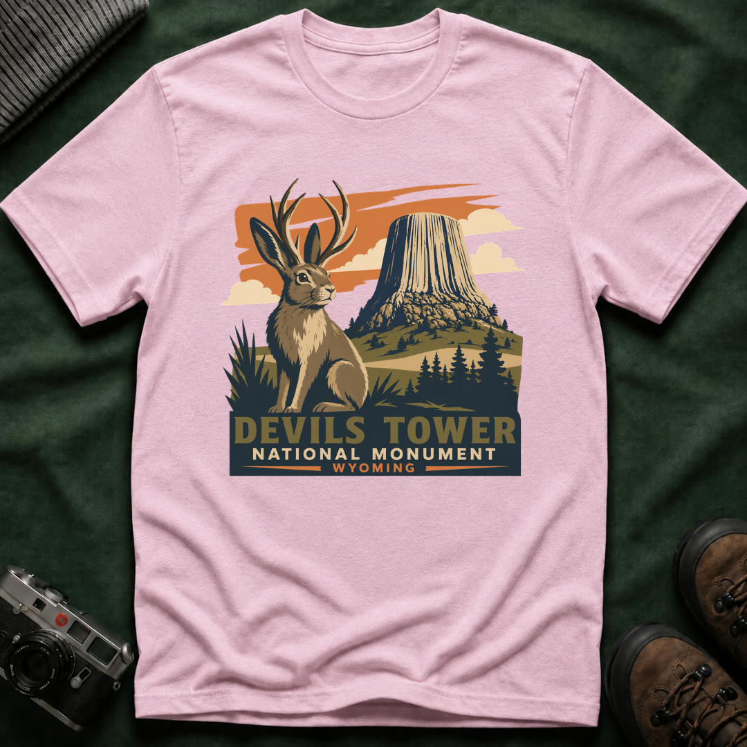 Devils Tower Jackalope T-Shirt — Retro National Monument Tee