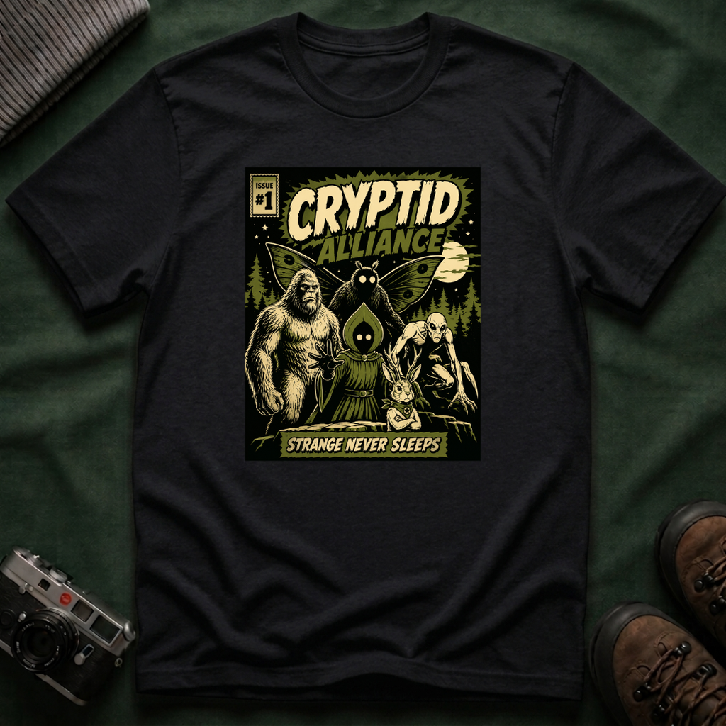 Cryptid Alliance T‑Shirt — Vintage Monster Comic Tee Bigfoot Mothman