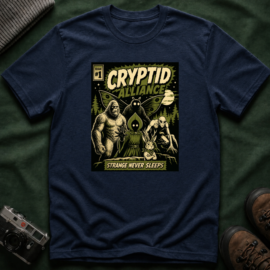 Cryptid Alliance T‑Shirt — Vintage Monster Comic Tee Bigfoot Mothman