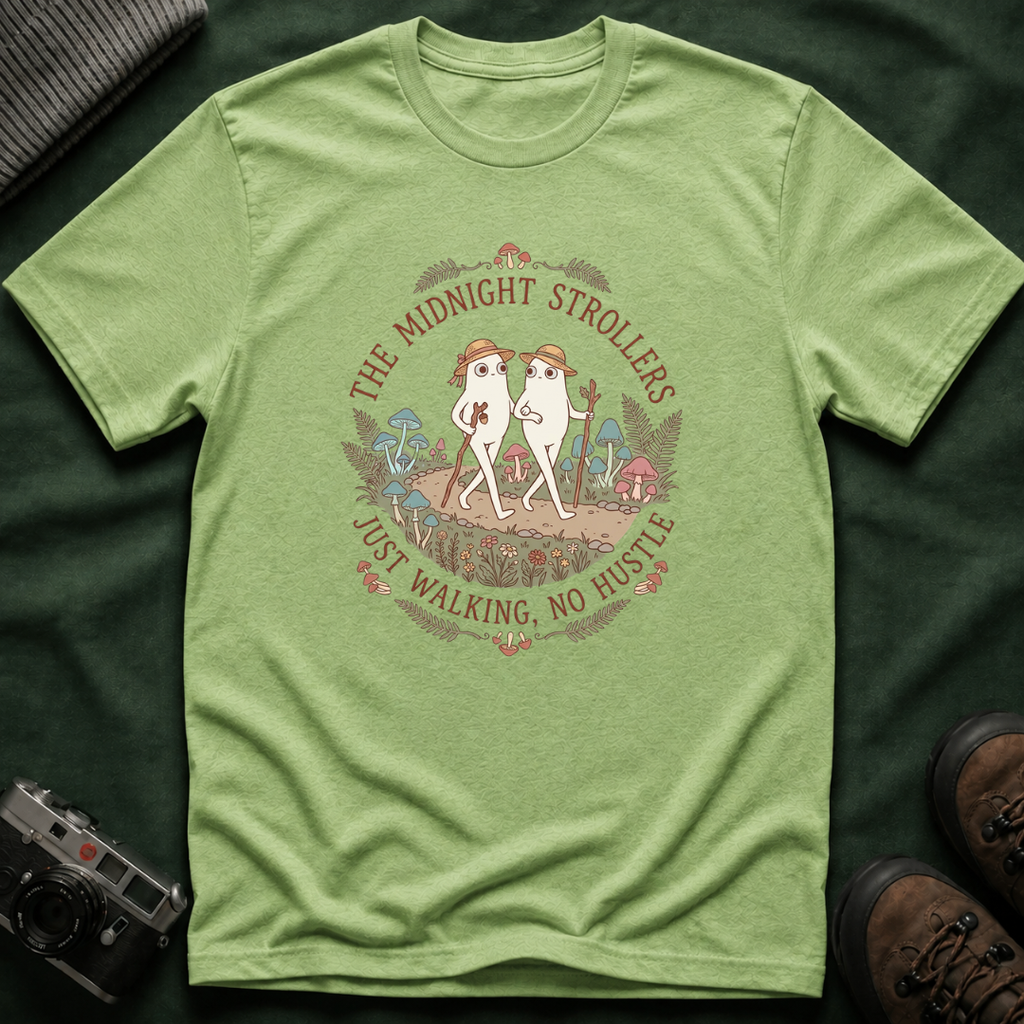 Cozy Fresno Nightcrawlers T-Shirt — 'The Midnight Strollers' Cute Mushroom Walk Graphic Tee