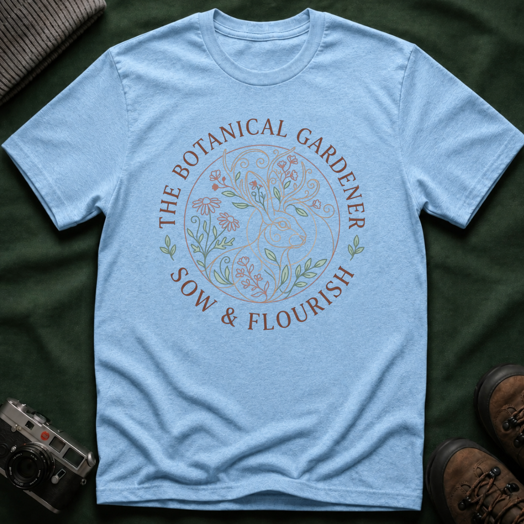 Cottagecore Jackalope T-Shirt — 'The Botanical Gardener: Sow & Flourish' Floral Tee