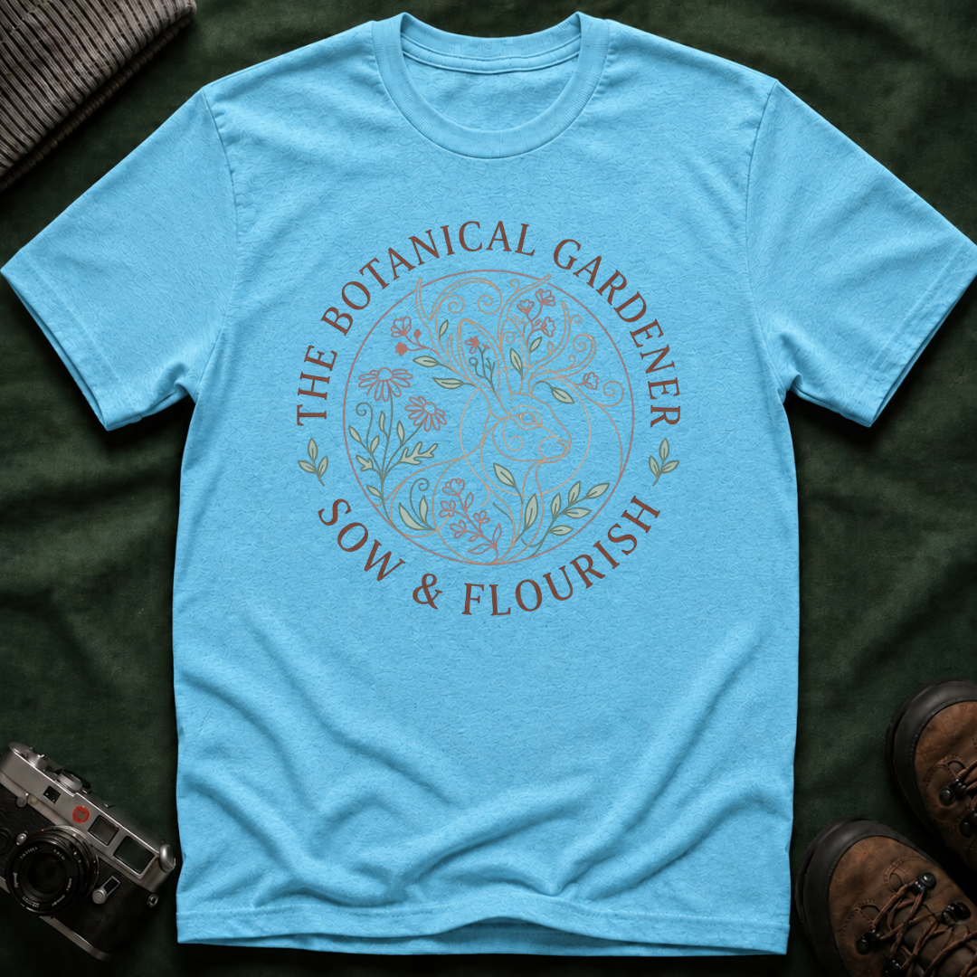 Cottagecore Jackalope T-Shirt — 'The Botanical Gardener: Sow & Flourish' Floral Tee
