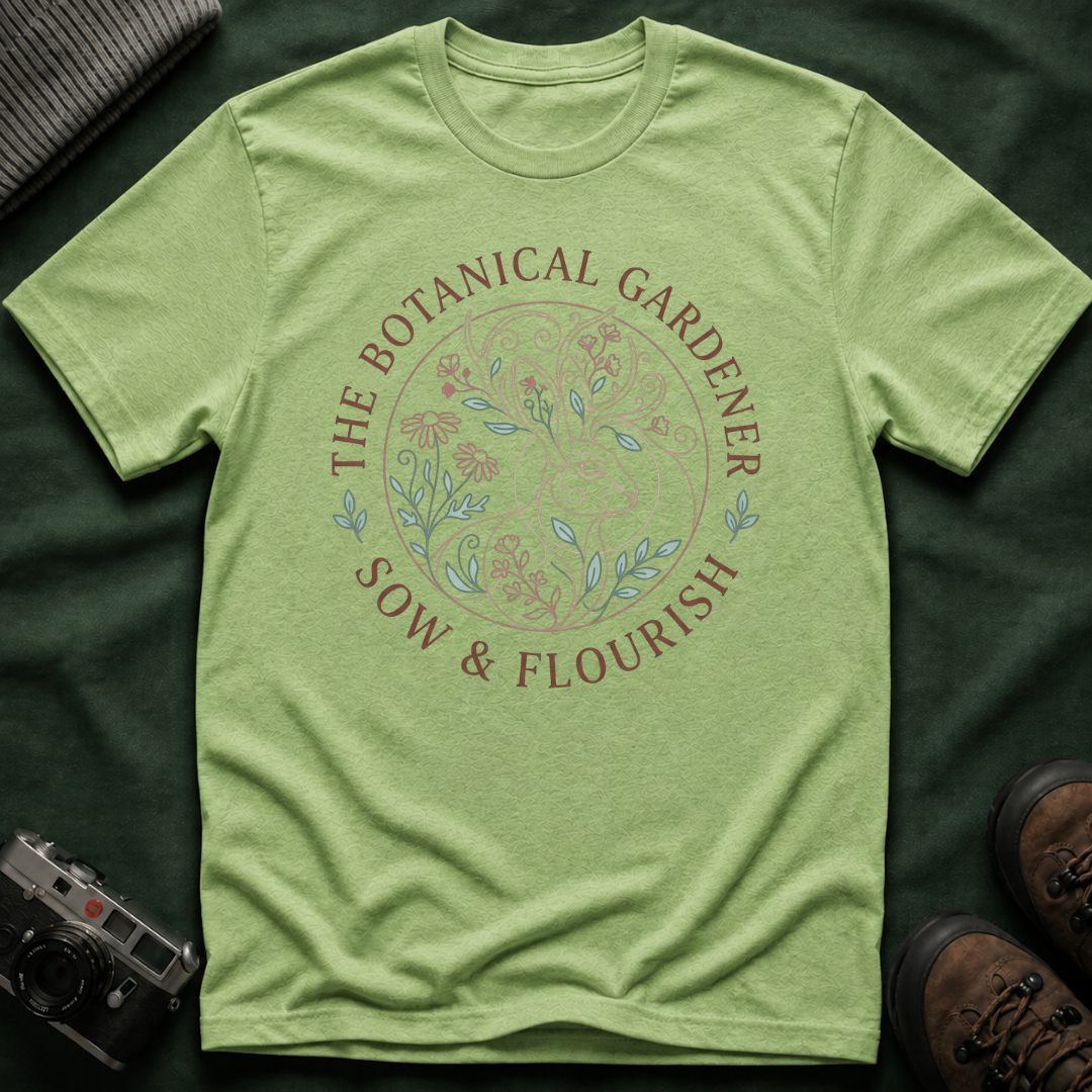 Cottagecore Jackalope T-Shirt — 'The Botanical Gardener: Sow & Flourish' Floral Tee