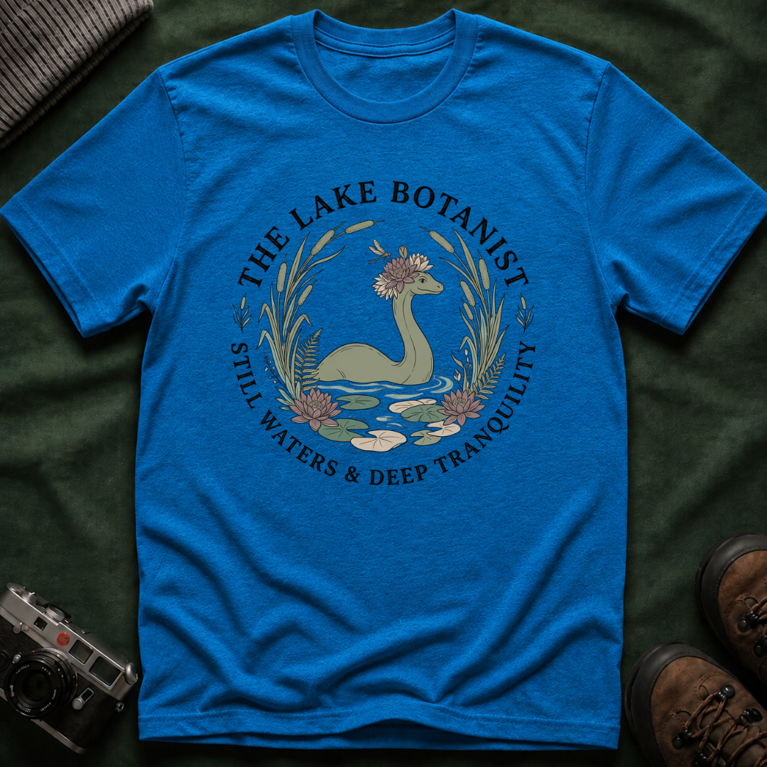 Cozy Cottagecore Nessie T-Shirt — 'The Lake Botanist' Nature Graphic Tee