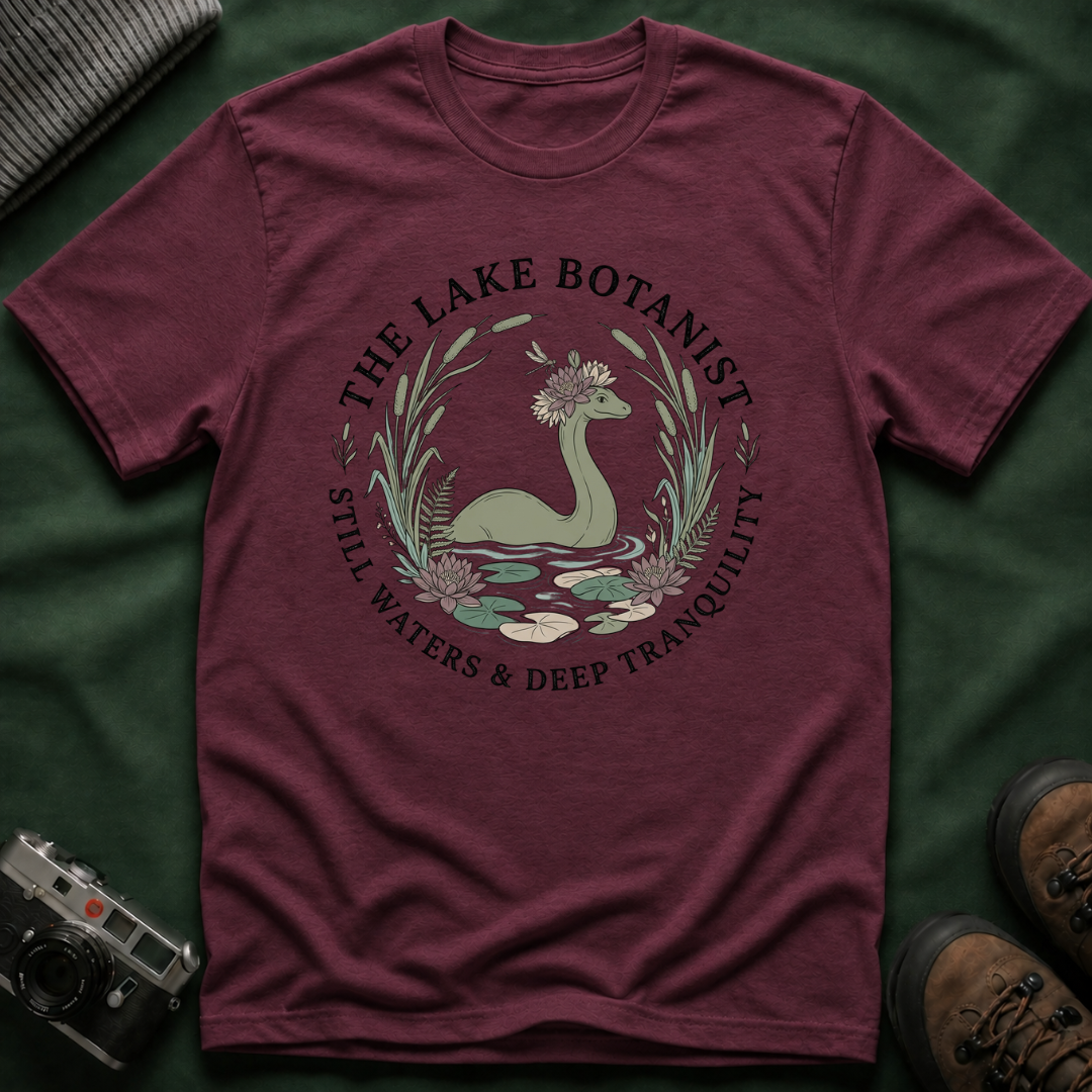 Cozy Cottagecore Nessie T-Shirt — 'The Lake Botanist' Nature Graphic Tee