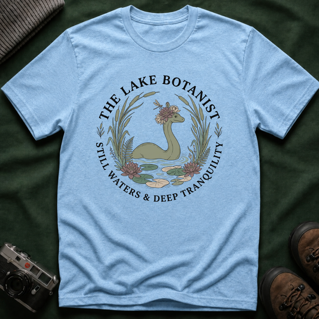 Cozy Cottagecore Nessie T-Shirt — 'The Lake Botanist' Nature Graphic Tee