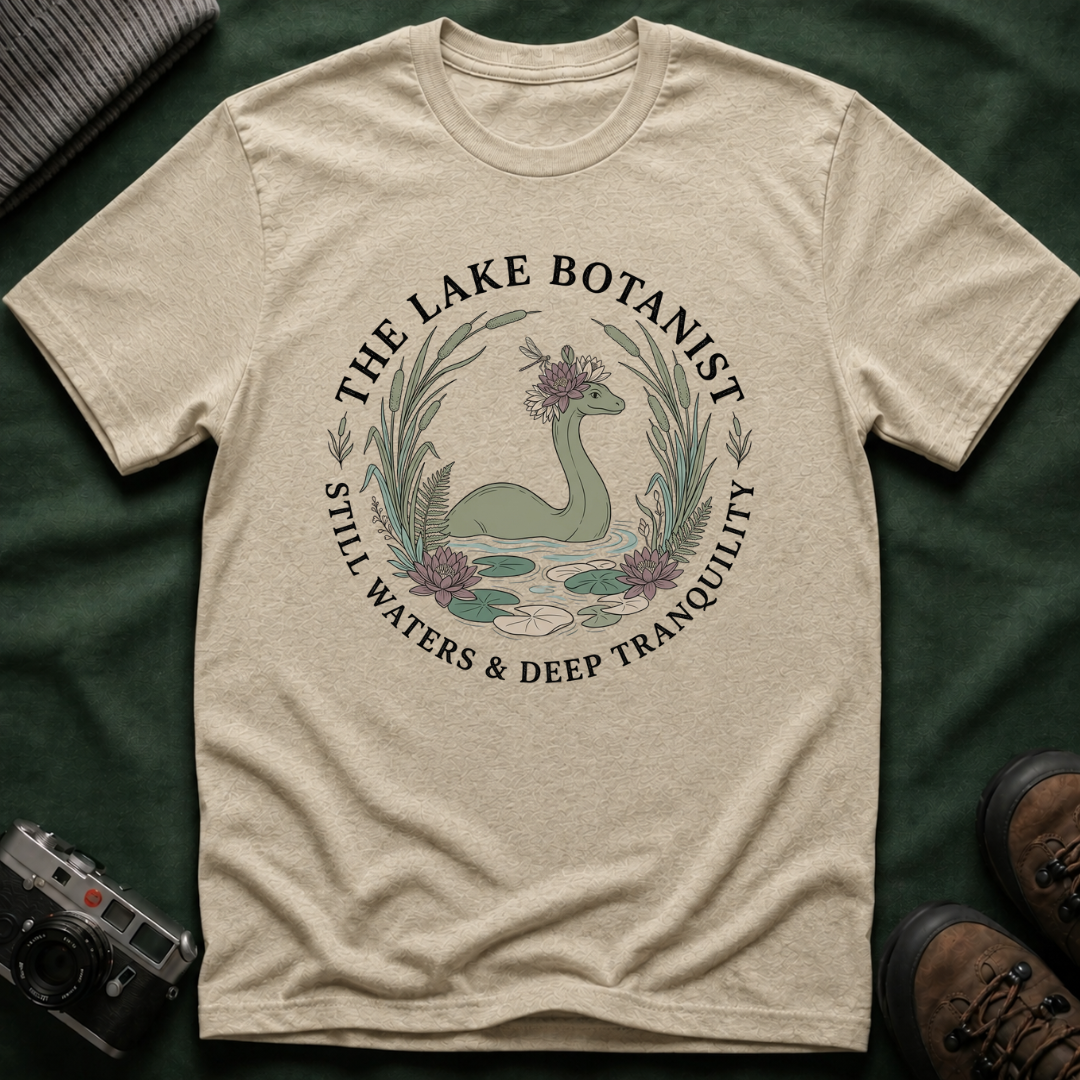 Cozy Cottagecore Nessie T-Shirt — 'The Lake Botanist' Nature Graphic Tee