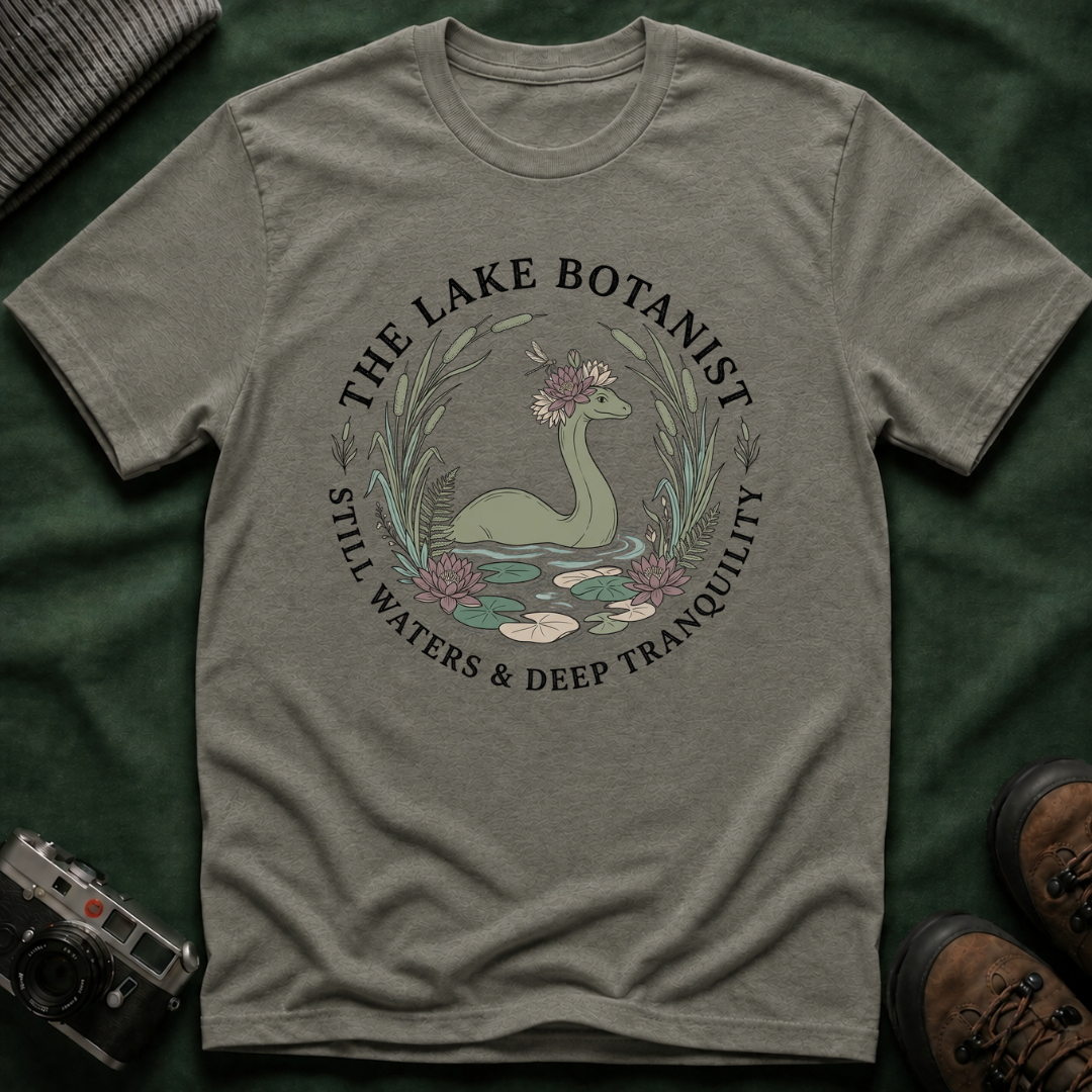 Cozy Cottagecore Nessie T-Shirt — 'The Lake Botanist' Nature Graphic Tee