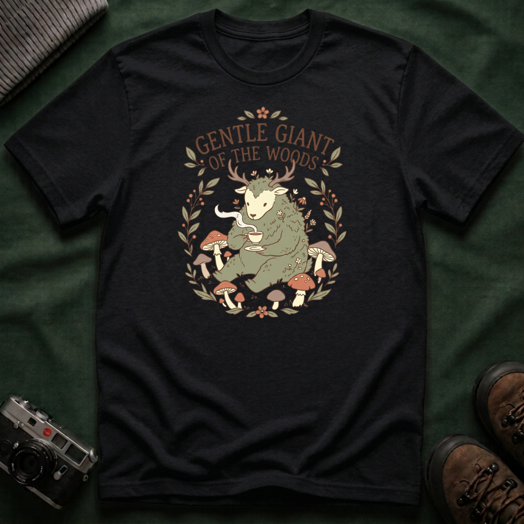 Cottagecore Cryptid T-Shirt — "Gentle Giant of the Woods" Woodland Creature Graphic Tee