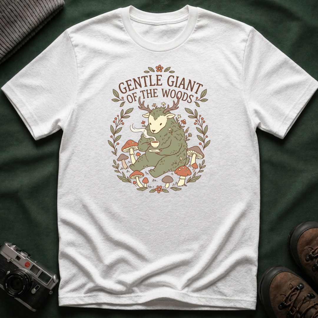Cottagecore Cryptid T-Shirt — "Gentle Giant of the Woods" Woodland Creature Graphic Tee