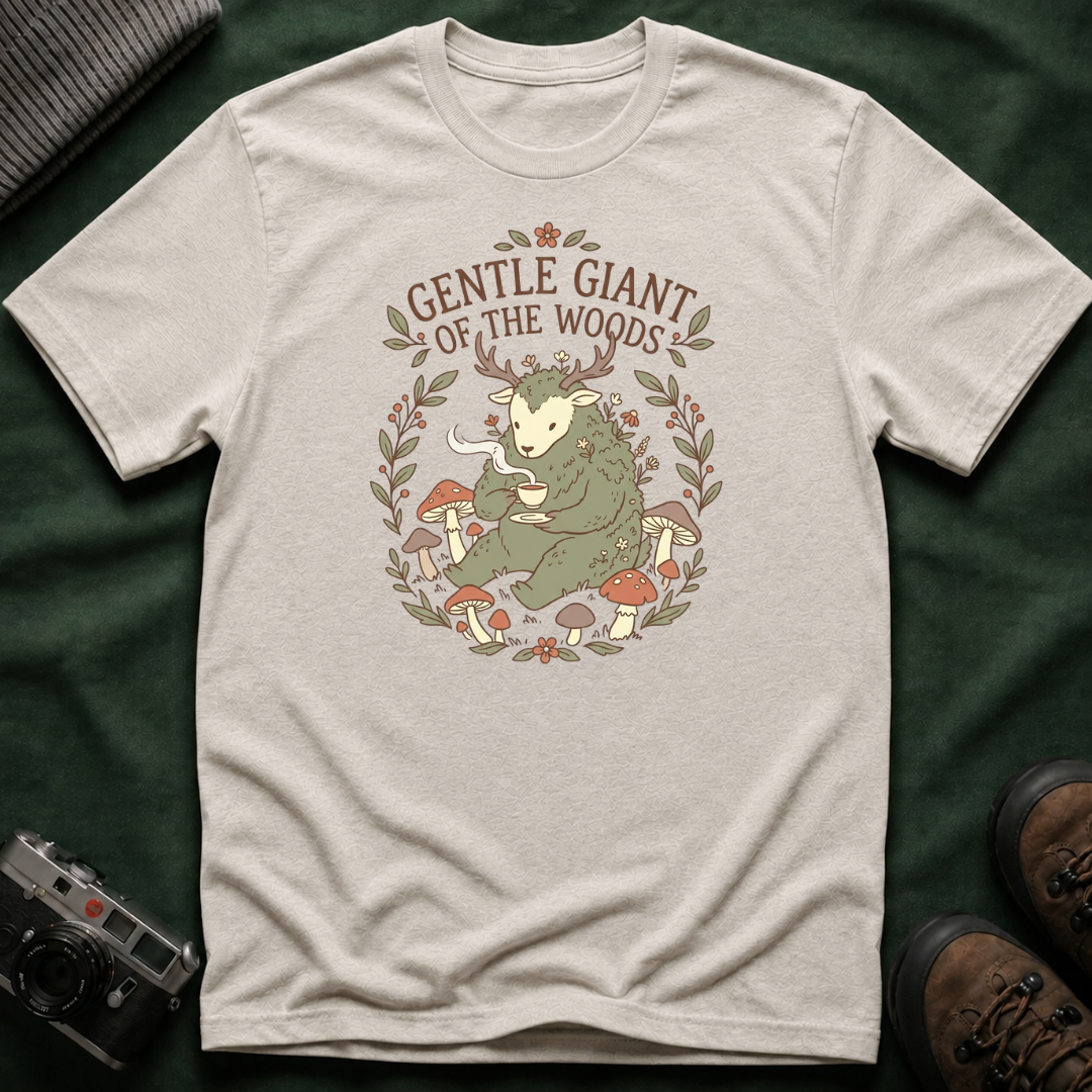 Cottagecore Cryptid T-Shirt — "Gentle Giant of the Woods" Woodland Creature Graphic Tee