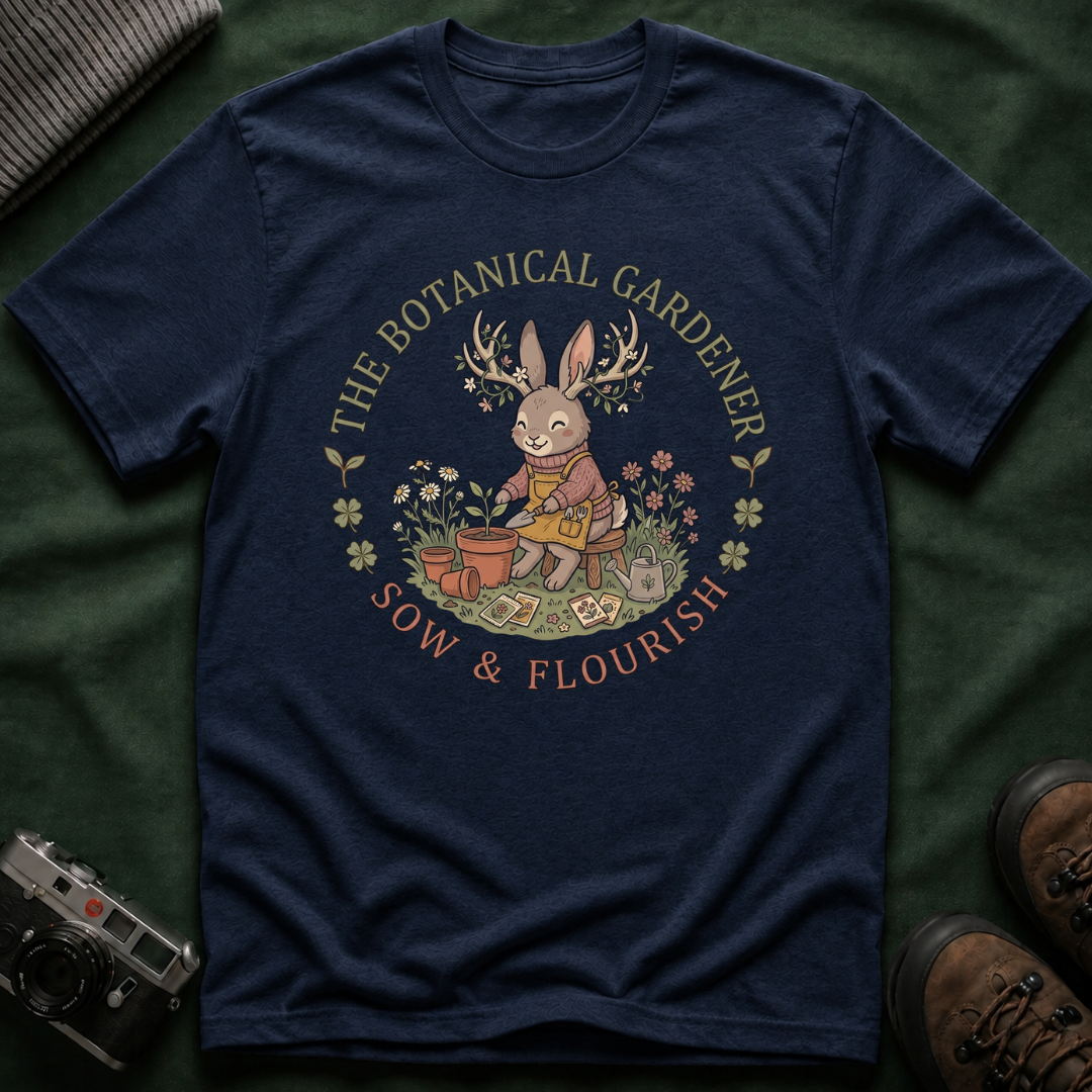 Botanical Gardener Jackalope T-Shirt — Cozy Cottagecore Floral Graphic Tee