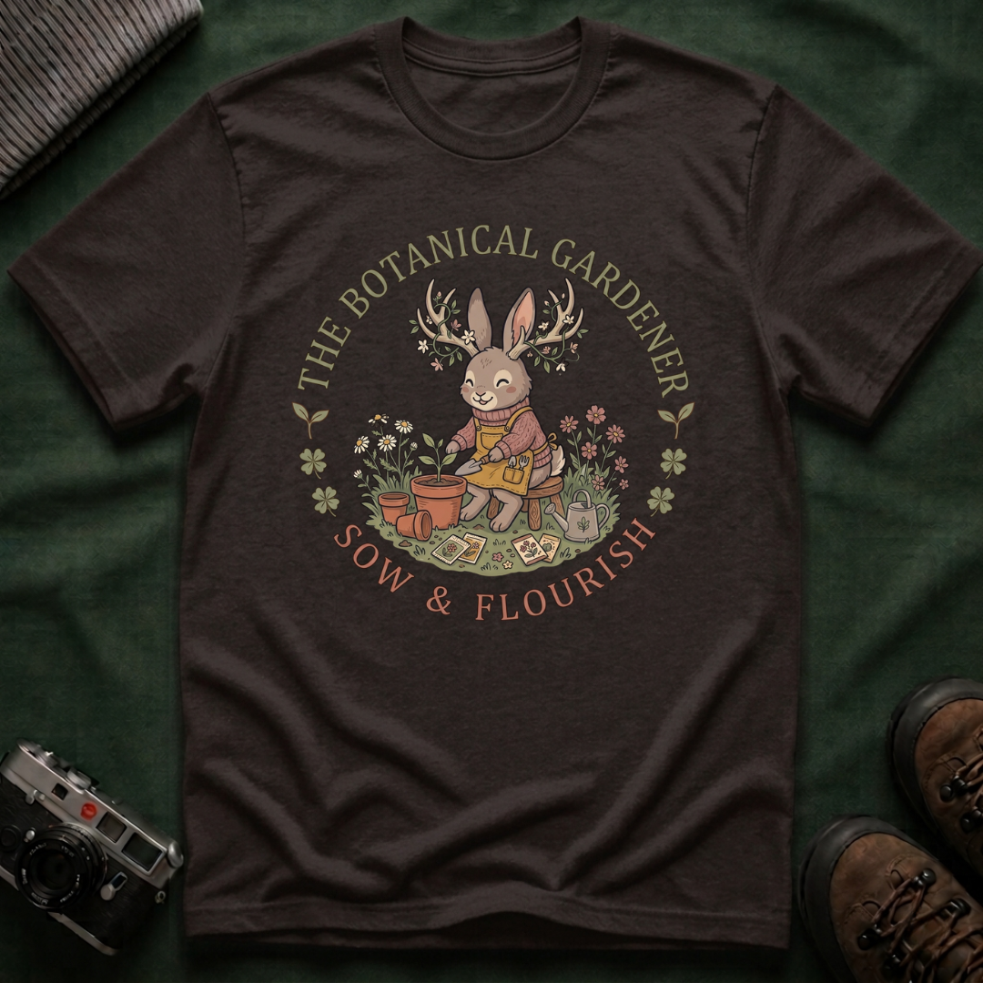 Botanical Gardener Jackalope T-Shirt — Cozy Cottagecore Floral Graphic Tee