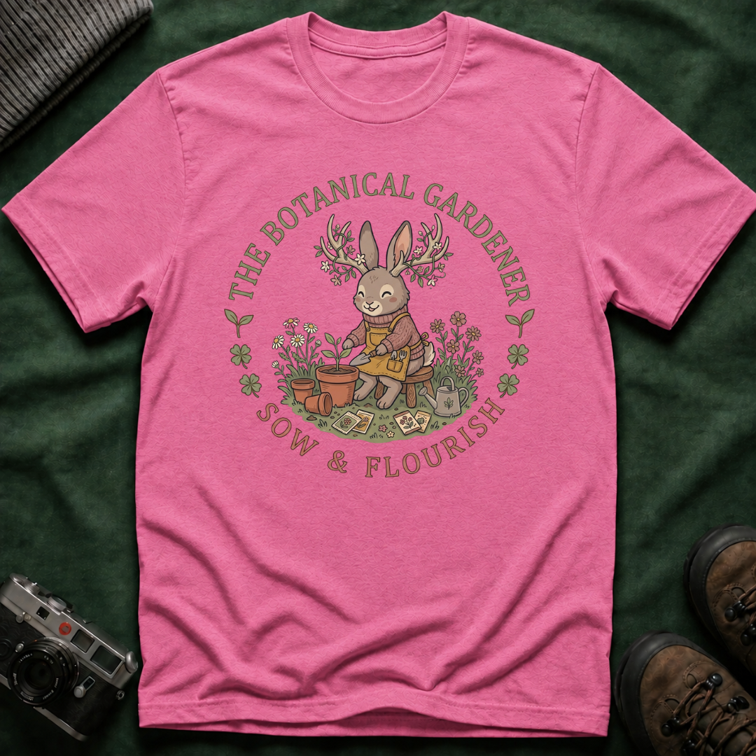 Botanical Gardener Jackalope T-Shirt — Cozy Cottagecore Floral Graphic Tee