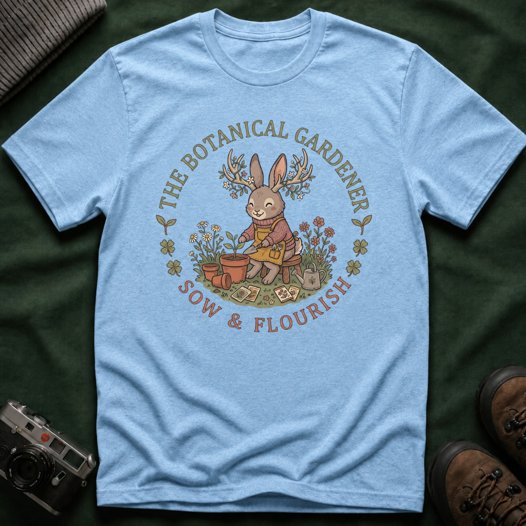 Botanical Gardener Jackalope T-Shirt — Cozy Cottagecore Floral Graphic Tee