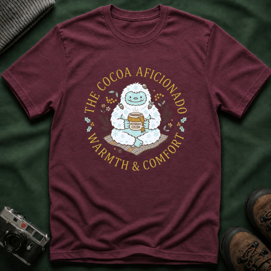 Yeti Hot Cocoa Aficionado T-Shirt — Cozy Cottagecore Winter Tee