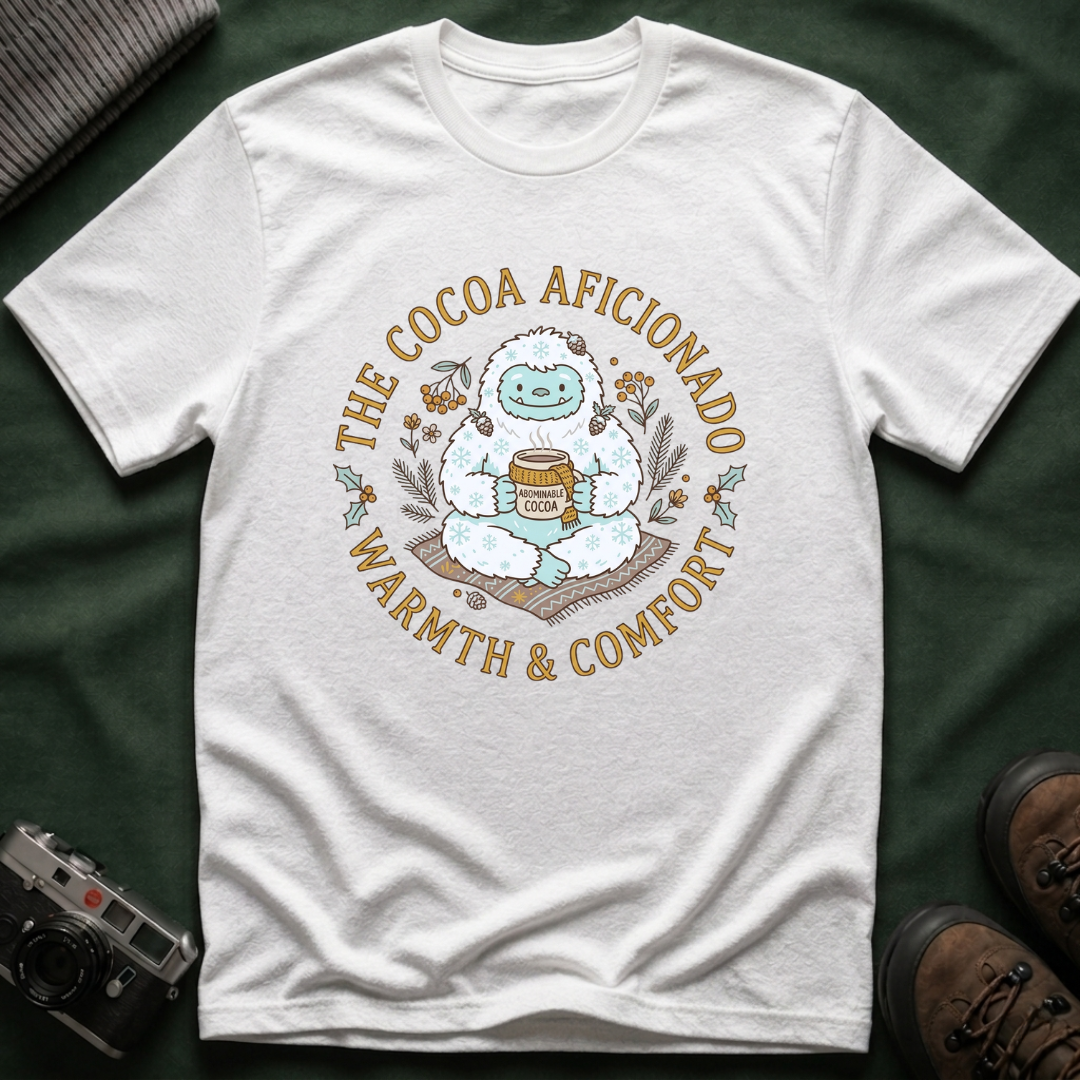 Yeti Hot Cocoa Aficionado T-Shirt — Cozy Cottagecore Winter Tee