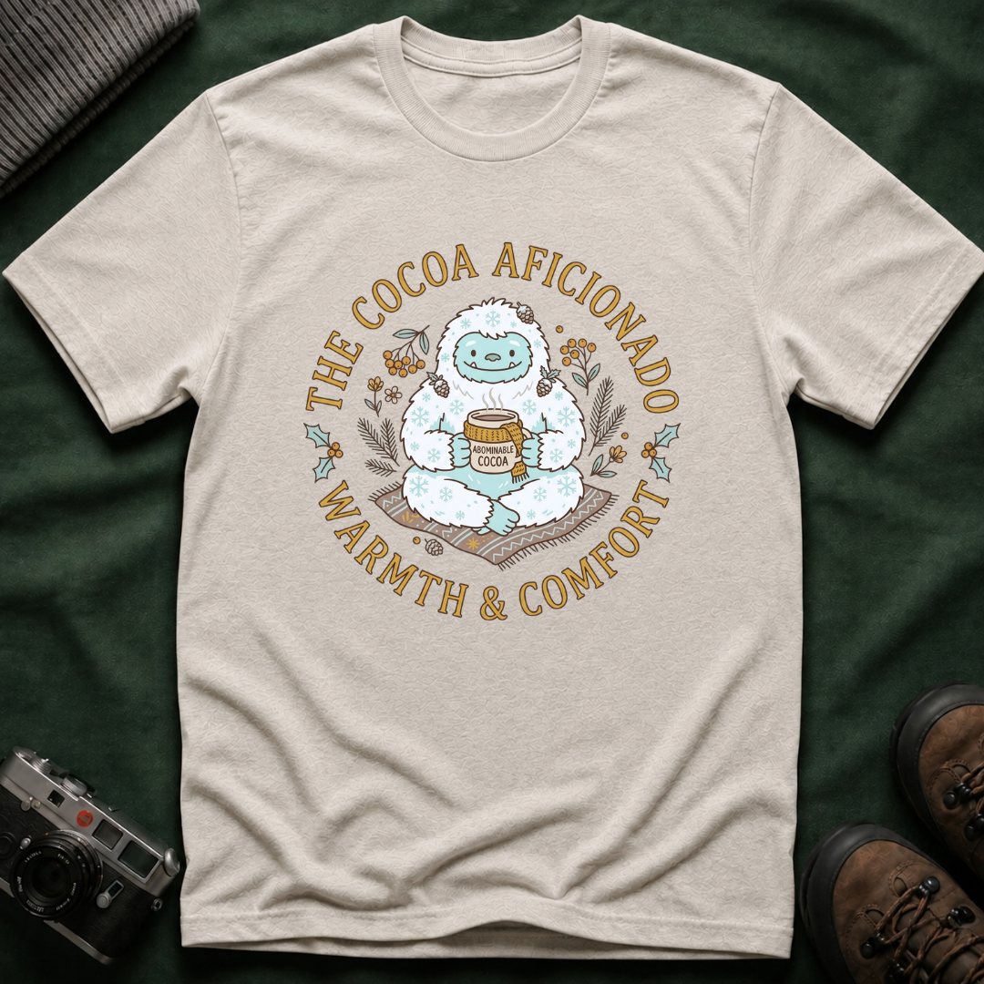 Yeti Hot Cocoa Aficionado T-Shirt — Cozy Cottagecore Winter Tee