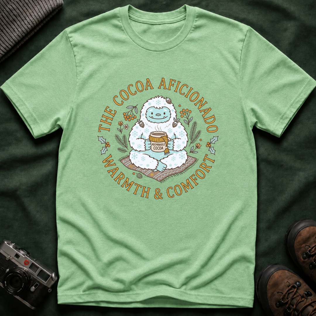 Yeti Hot Cocoa Aficionado T-Shirt — Cozy Cottagecore Winter Tee