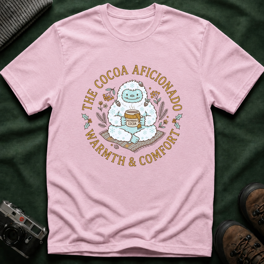 Yeti Hot Cocoa Aficionado T-Shirt — Cozy Cottagecore Winter Tee