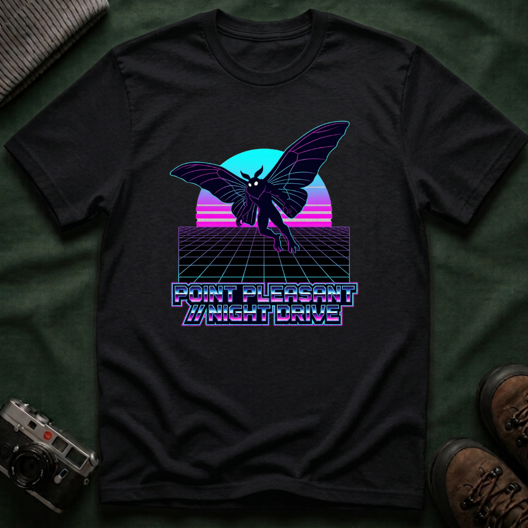 Mothman Retro T-Shirt — Vintage 80s Synthwave Cryptid Tee