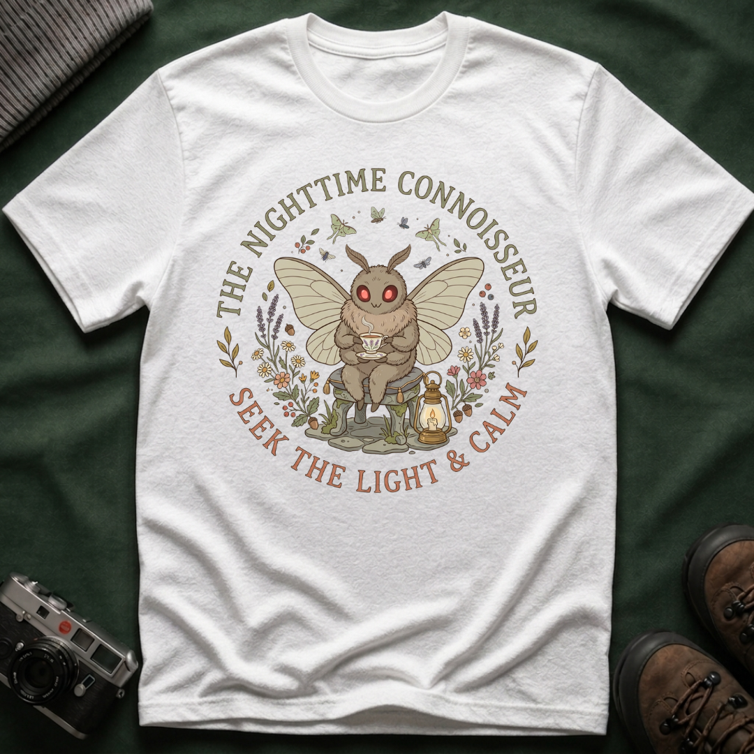 Mothman Cozy Cottagecore Graphic Tee - The Nighttime Connoisseur T-Shirt