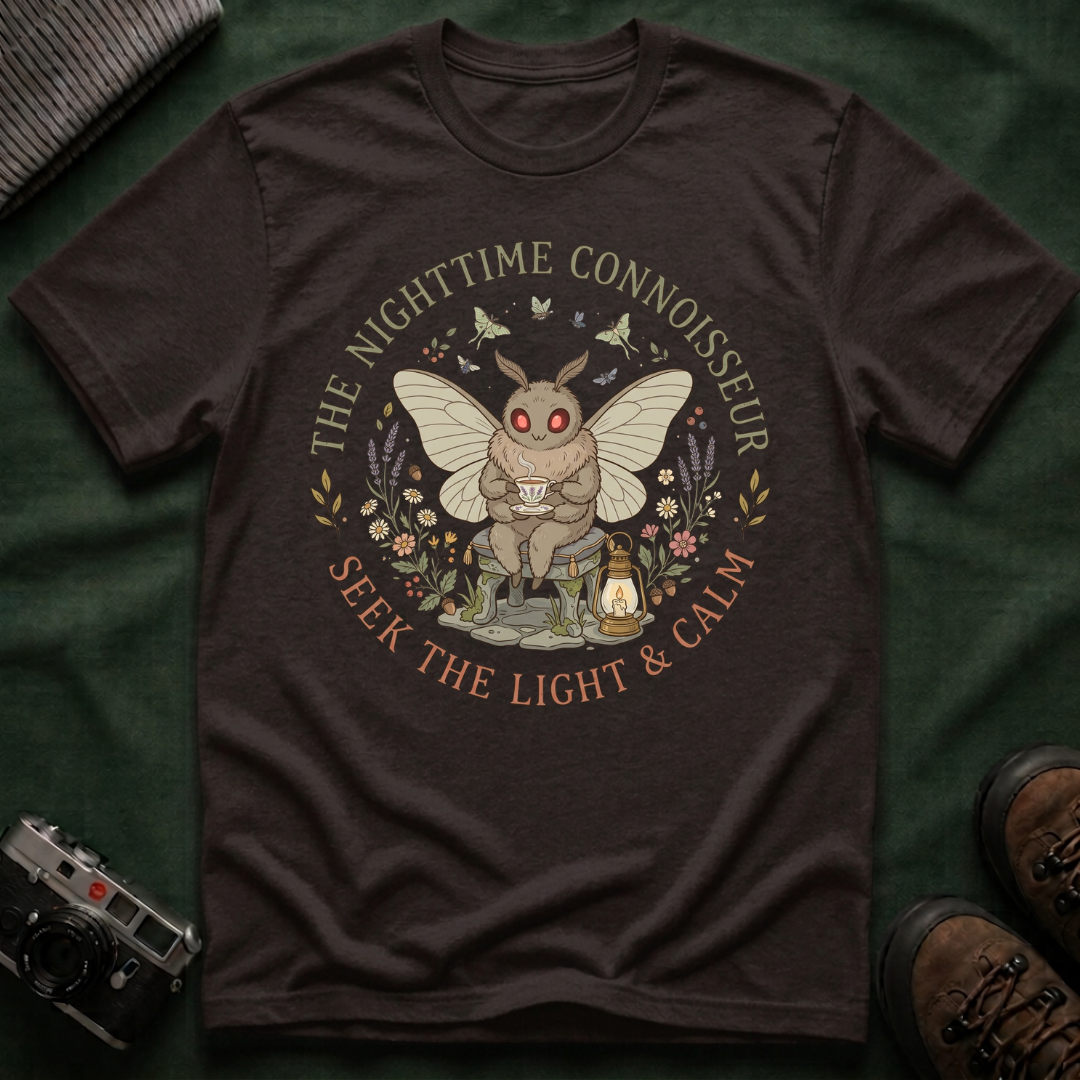 Mothman Cozy Cottagecore Graphic Tee - The Nighttime Connoisseur T-Shirt
