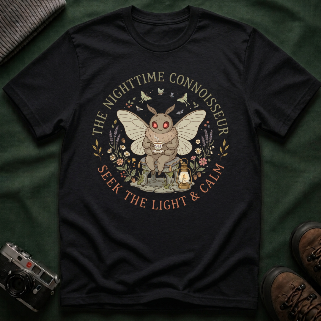 Mothman Cozy Cottagecore Graphic Tee - The Nighttime Connoisseur T-Shirt