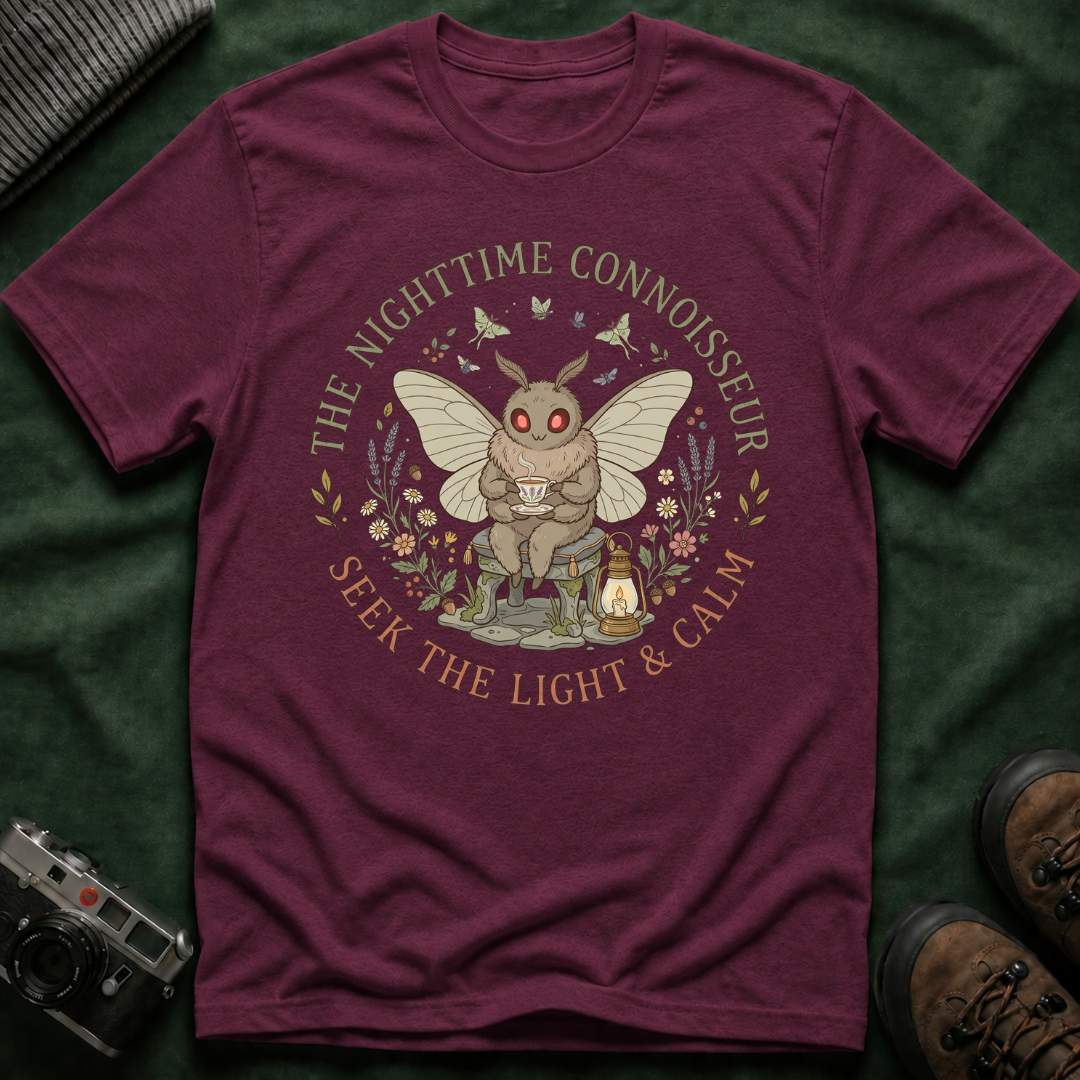 Mothman Cozy Cottagecore Graphic Tee - The Nighttime Connoisseur T-Shirt