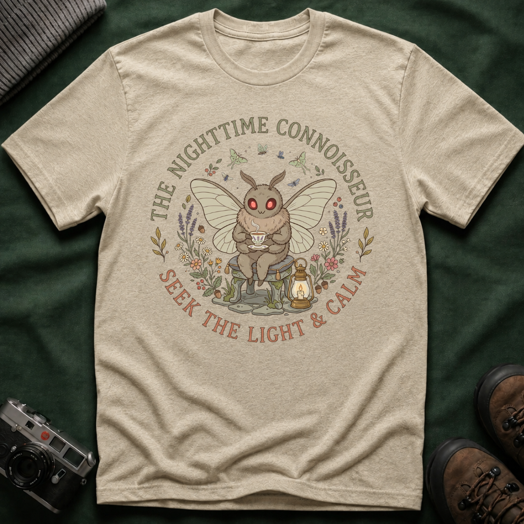 Mothman Cozy Cottagecore Graphic Tee - The Nighttime Connoisseur T-Shirt