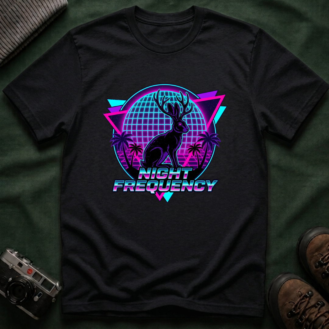 Retro Neon Jackalope T-Shirt — Paranormal Division Vaporwave Tee