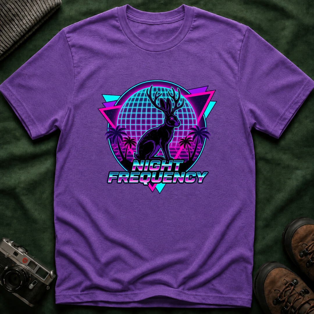 Retro Neon Jackalope T-Shirt — Paranormal Division Vaporwave Tee