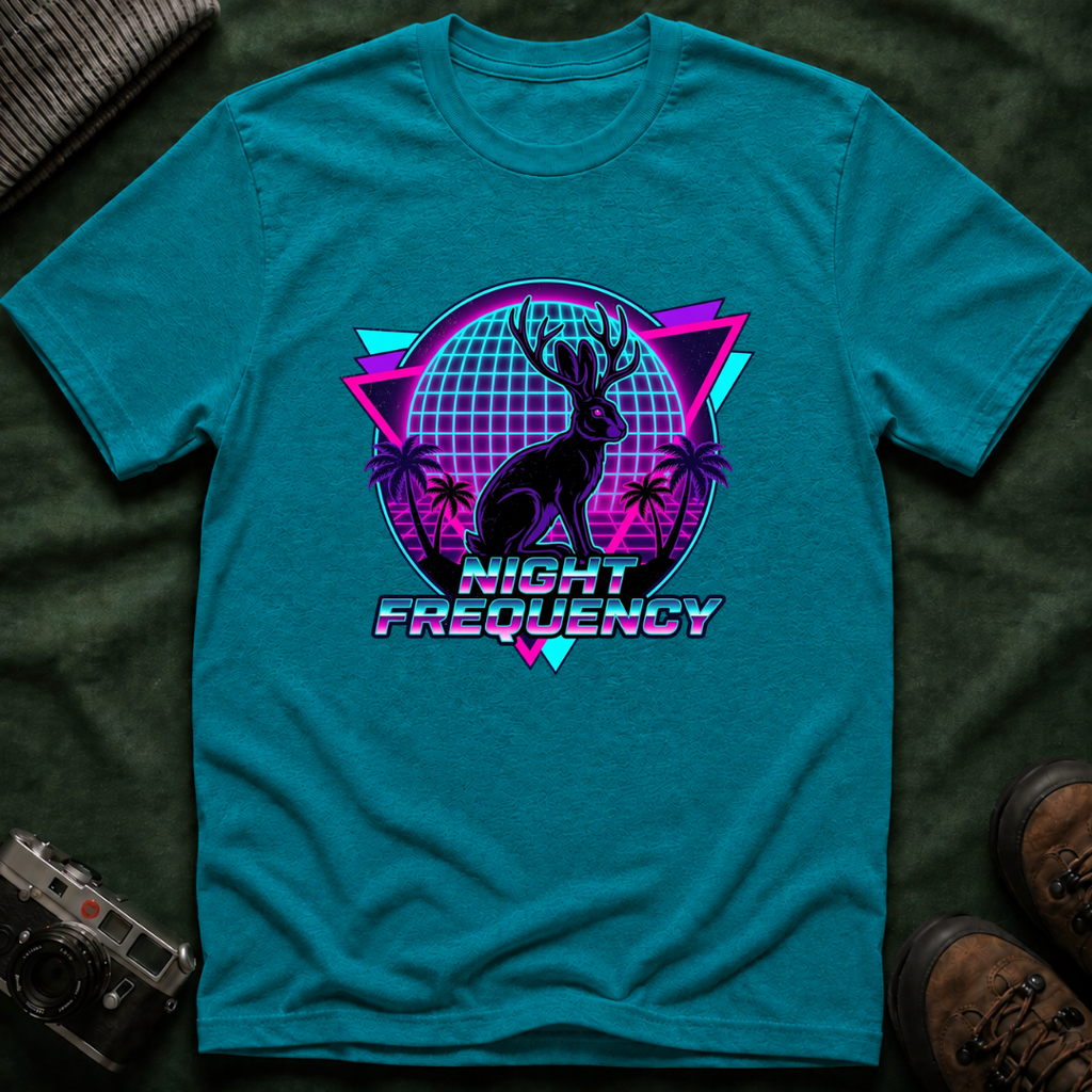 Retro Neon Jackalope T-Shirt — Paranormal Division Vaporwave Tee