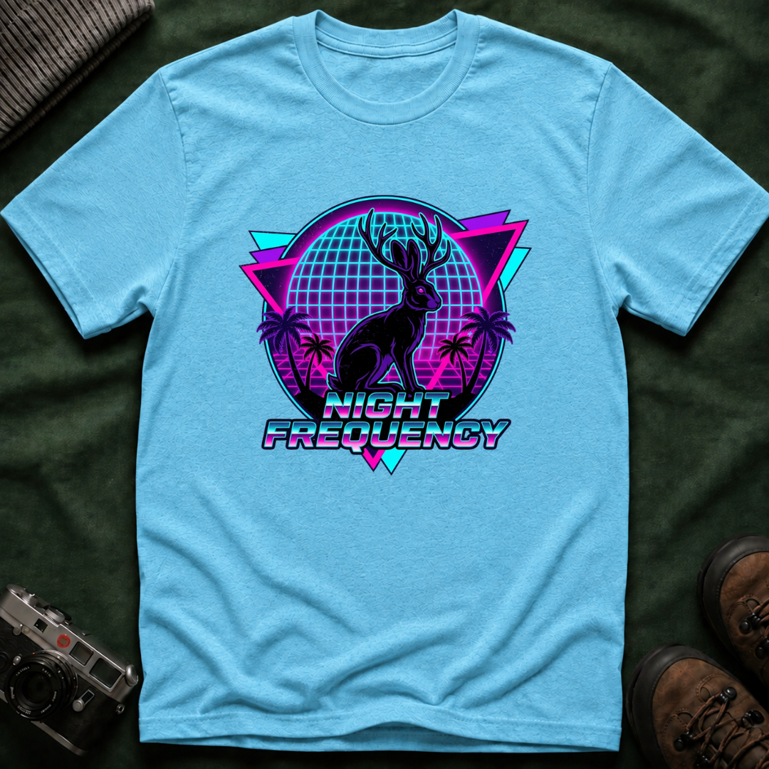 Retro Neon Jackalope T-Shirt — Paranormal Division Vaporwave Tee