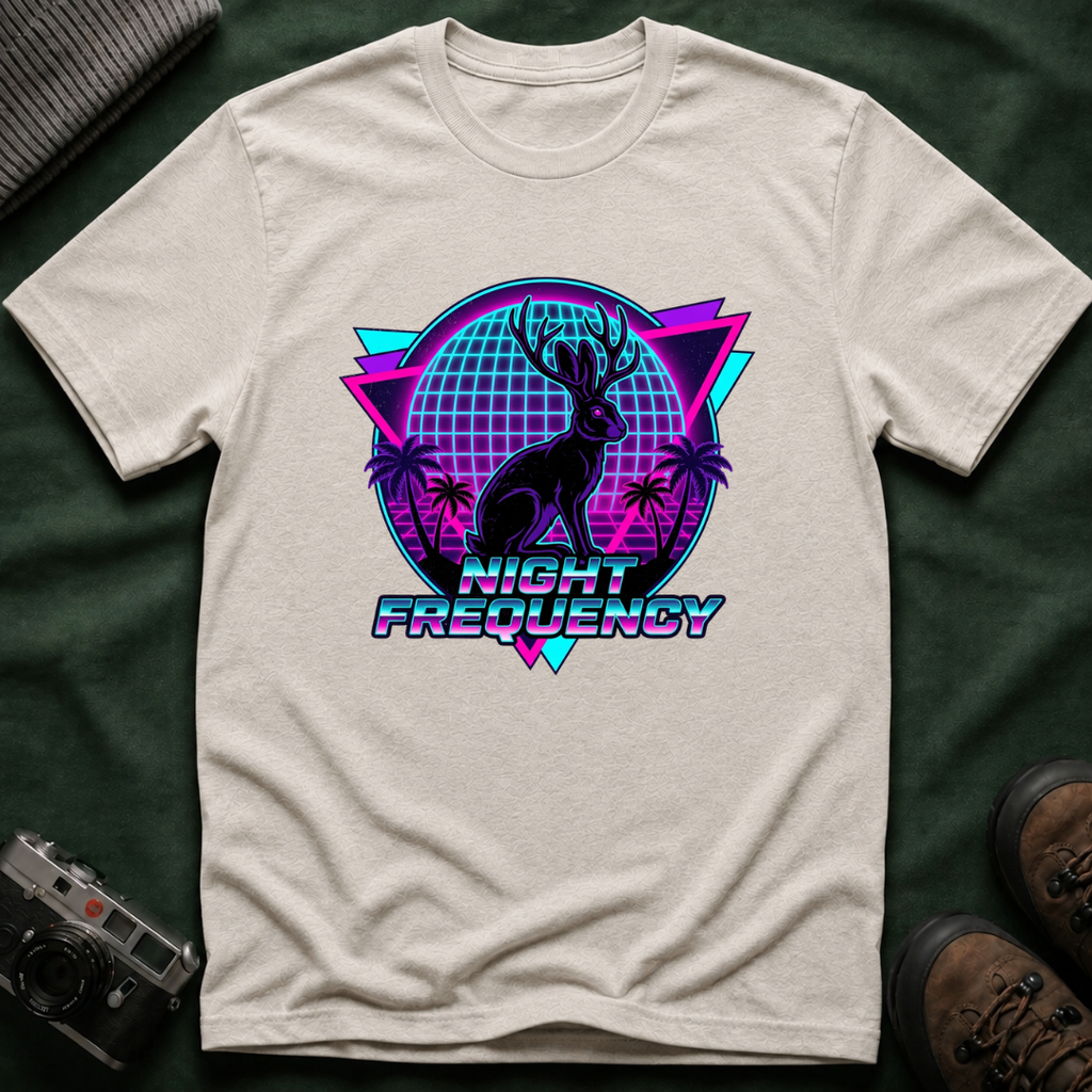 Retro Neon Jackalope T-Shirt — Paranormal Division Vaporwave Tee