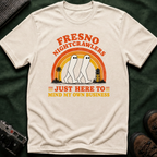 Fresno Nightcrawlers T-Shirt — Retro Cryptid Graphic Tee (“Just Here To Mind My Own Business”)