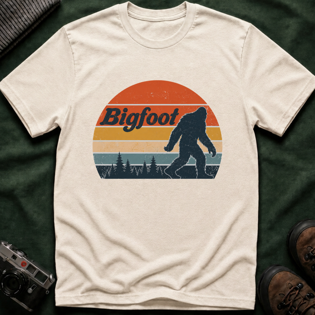 Bigfoot Retro Sunset T-Shirt - Sasquatch Vintage Graphic Tee