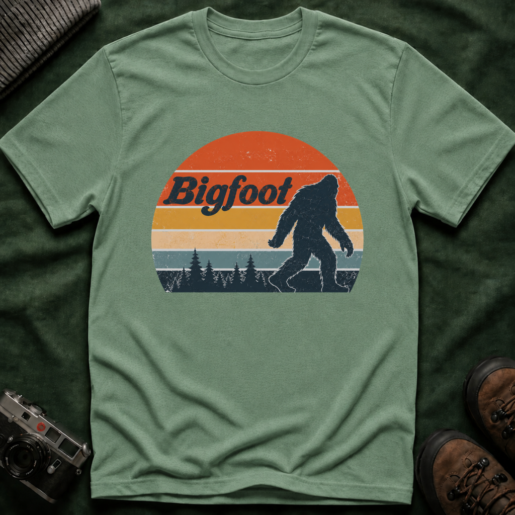 Bigfoot Retro Sunset T-Shirt - Sasquatch Vintage Graphic Tee
