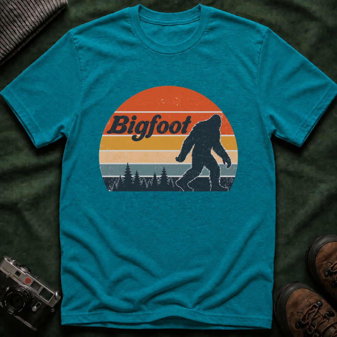 Bigfoot Retro Sunset T-Shirt - Sasquatch Vintage Graphic Tee