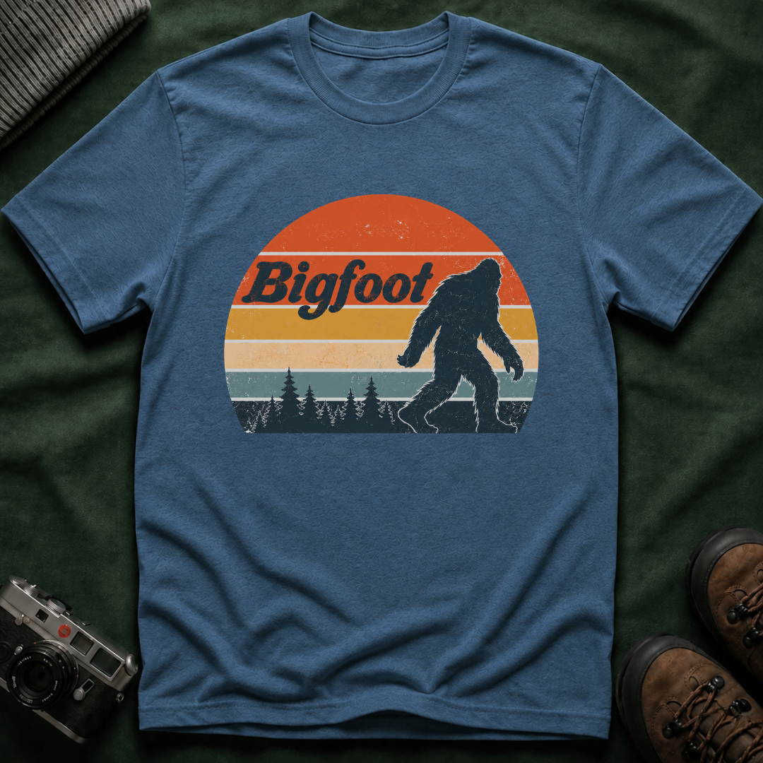 Bigfoot Retro Sunset T-Shirt - Sasquatch Vintage Graphic Tee
