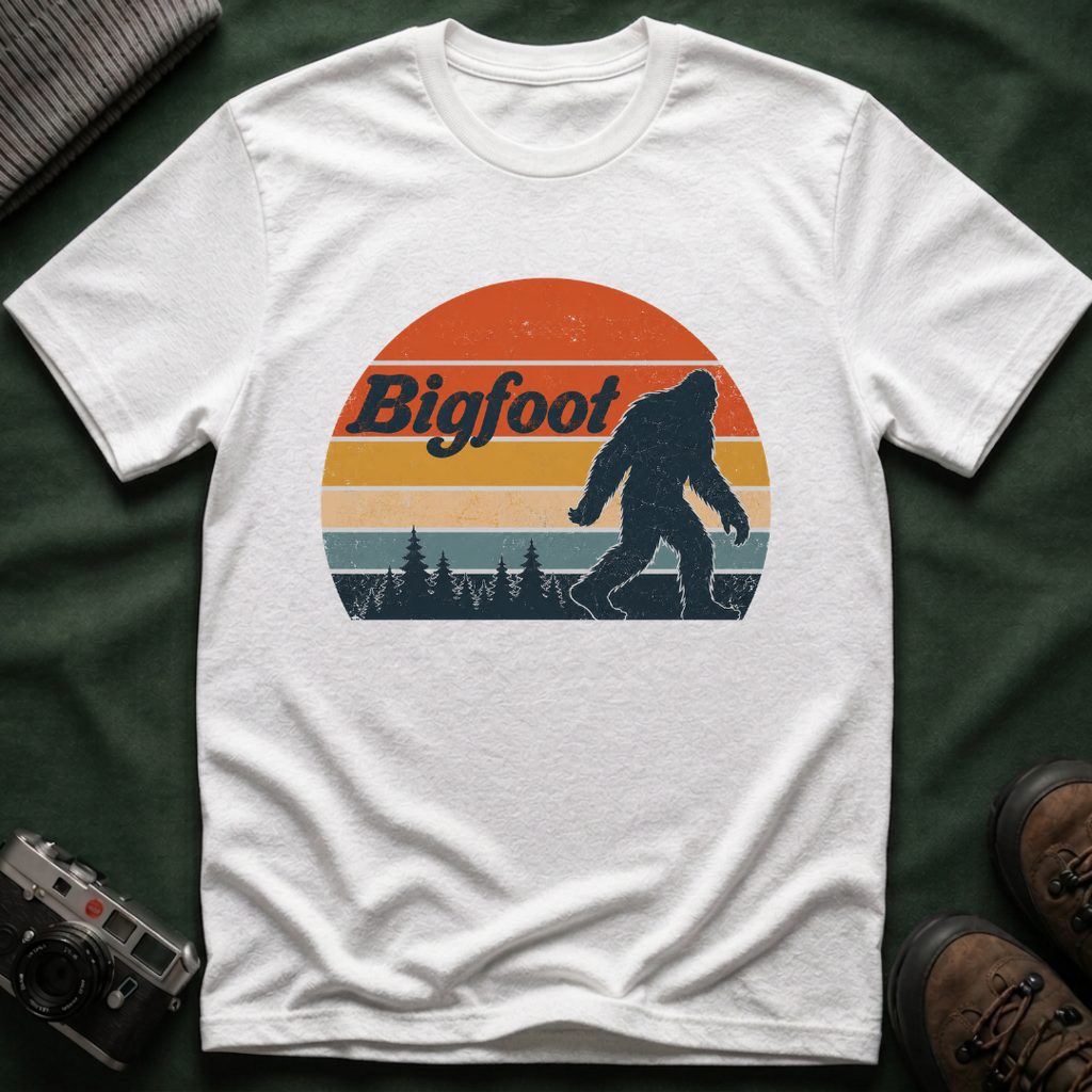 Bigfoot Retro Sunset T-Shirt - Sasquatch Vintage Graphic Tee