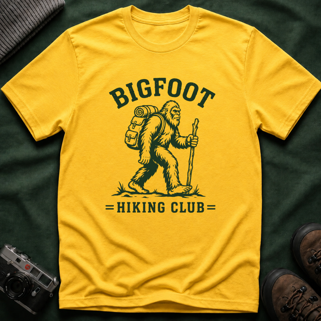 Bigfoot Hiking Club T-Shirt — Vintage Sasquatch Backpacking Tee