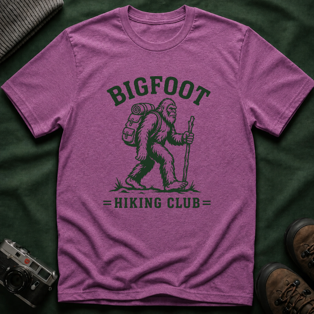 Bigfoot Hiking Club T-Shirt — Vintage Sasquatch Backpacking Tee