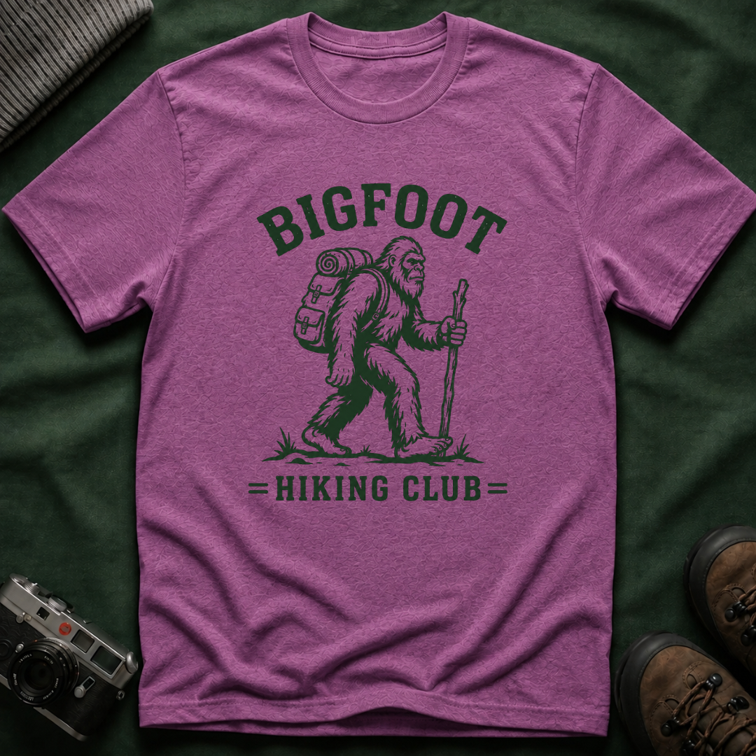 Bigfoot Hiking Club T-Shirt — Vintage Sasquatch Backpacking Tee