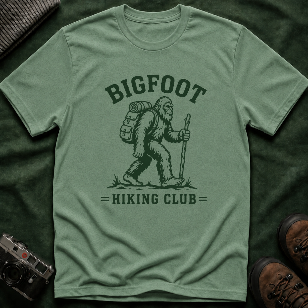 Bigfoot Hiking Club T-Shirt — Vintage Sasquatch Backpacking Tee