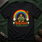 Bigfoot Book Club T-Shirt — Rainbow Reading Sasquatch Tee