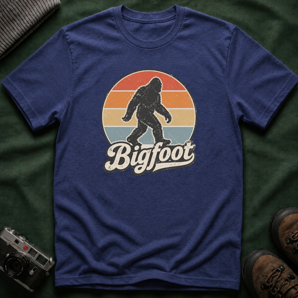 Bigfoot Retro Sunset T-Shirt — Vintage Sasquatch Graphic Tee