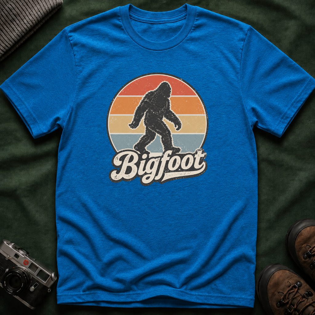 Bigfoot Retro Sunset T-Shirt — Vintage Sasquatch Graphic Tee